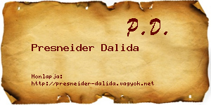 Presneider Dalida névjegykártya